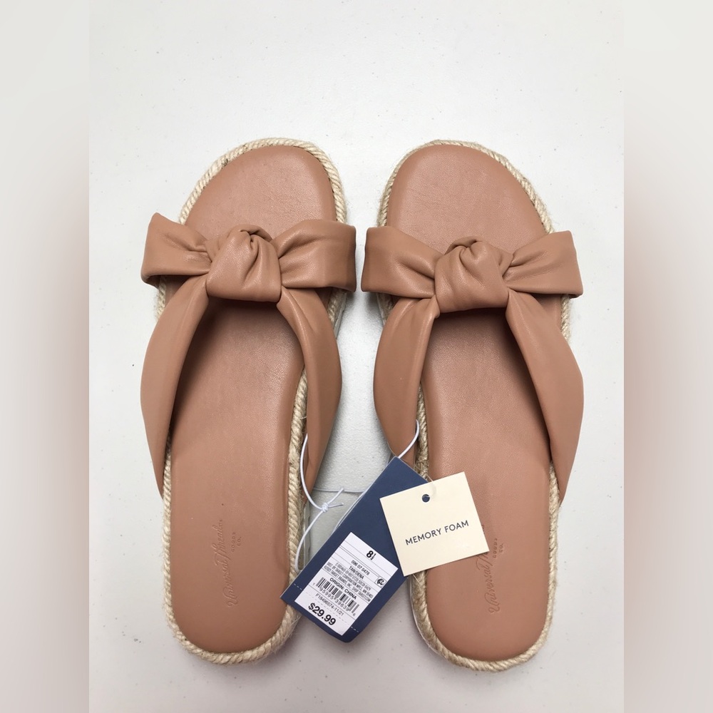 Women's Tan Sandals with Bow Detail